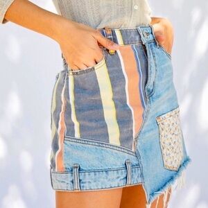 • 🌻UO BDG Mismatched Patch Denim Skirt•